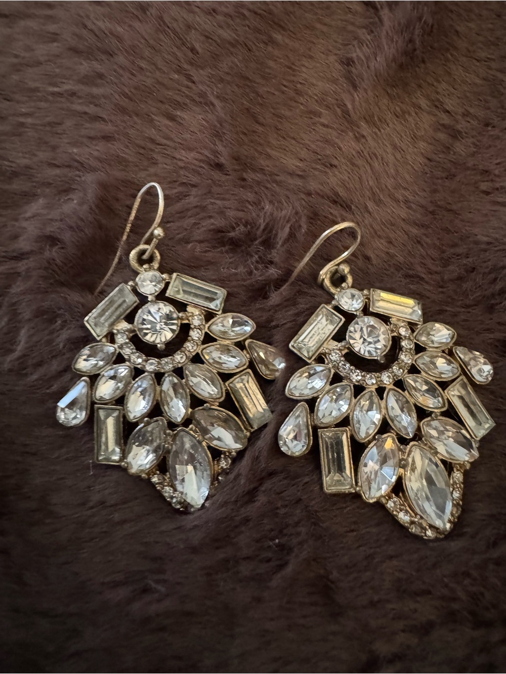 Gold-Tone Clear Crystal Teardrop Chandelier Earrings